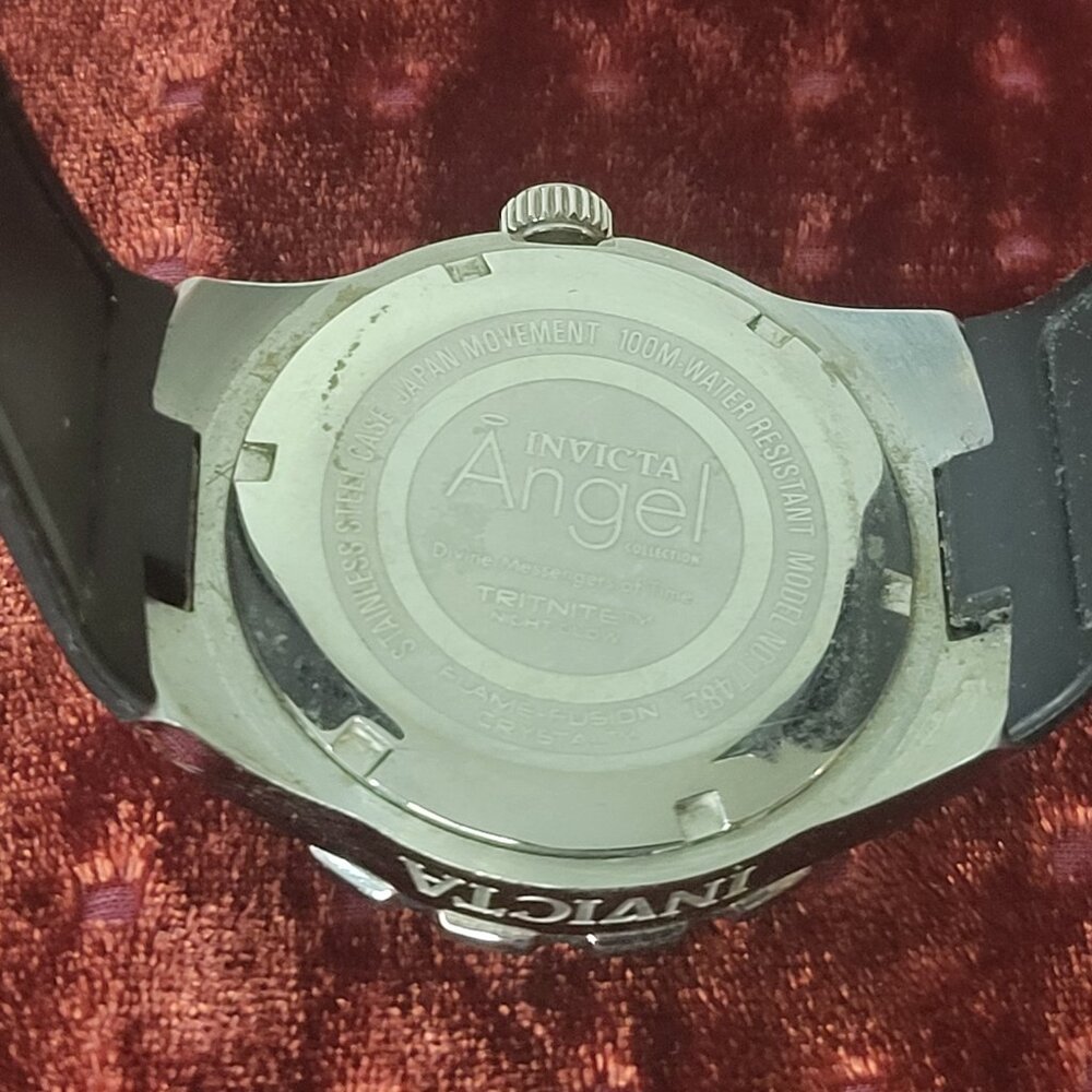 INVICTA Watch Black Rubberized Band Silver Bezel - Picture 5 of 7